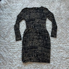 MaxMara Studio Long Sleeve Ruched Leopard Print Large Jersey Dress Made in Italy