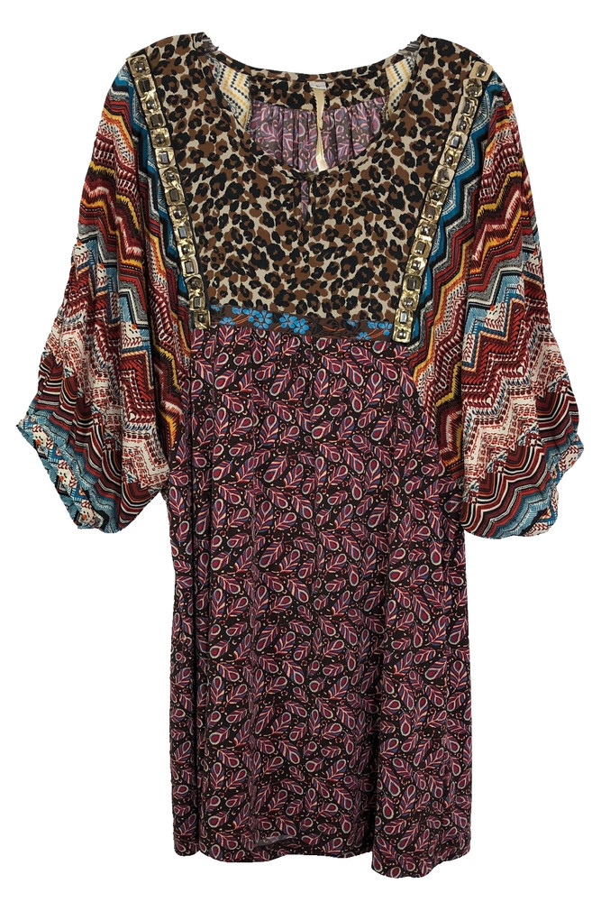 Uncle Frank Dress Shift 3/4 Sleeve Multi Pattern – Women Size L