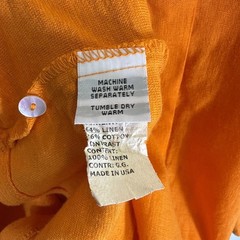 Cut Loose Orange Linen Oversized Button Front Shirt Dress Lagenlook Pockets O/S