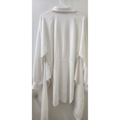 Nonchalant Label White Front Tie Mini Shirt Dress High Low Hem Long Sleeve