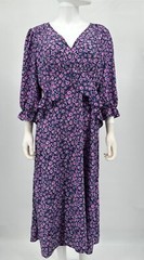 River Island Dress Long Sleeve Midi Floral Ruffled Sz 10 NEW NWOT N160