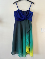 Debut Debenhams Y2K vintage Blue Green Yellow Lined occasion Dress 10