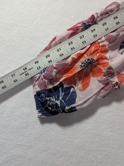 Ann Taylor Factory Petite XSP Floral Chiffon Shift Dress Pink Blue Long Sleeve
