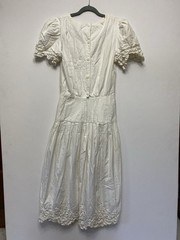 Nancy Johnson M (10) 100% Cotton Battenberg Dropped Waist Dress White