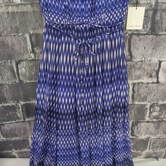 Calvin Klein Size 8 Fit & Flare Side Zip Chiffon Byzantine Blue Maxi Dress NWT!