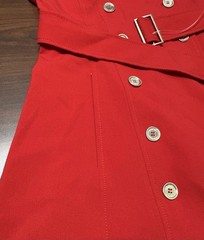 Calvin Klein Red Double Breasted Trench Dress with Belt Size S
