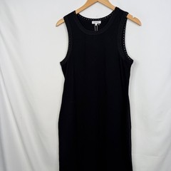 Z Supply Clarke Black Ribbed Eyelet Trim Sleeveless Midi Dress Size M New