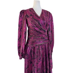 Vintage ‘80s Richard Warren Saks Fifh Avenue 100% Silk Ruched Knee Length Dress