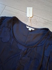 MSGLAMOR Dark Blue Sheer Applique Flared Dress BNWT Party Evening Party UK10/12