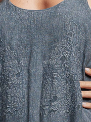 POL Embroidered Adjustable Strap Mini Washed Slate Blue Layered Blue Dress sz Me