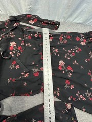 Lauren Ralph Lauren Black Floral Crinkle Georgette Midi Dress Size 16