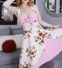 NWT Retro Stage 1950s Halter Floral Swing Dress Size XL