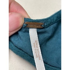 Free People Teal Green Embroidered Boho Mini Dress Open Back Sleeve Womens XS