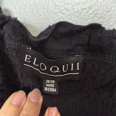 ELOQUII black smocked ruffle strap midi dress in black size 26/28 Plus Size
