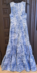 Sachin & Babi Rori Floral Tiered Mikado Gown in Hydrangea Blooms Blue Size 0