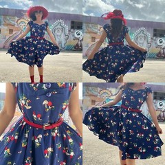 Collectif London dress size 16 with gnomes troll and mushroom vintage pinup
