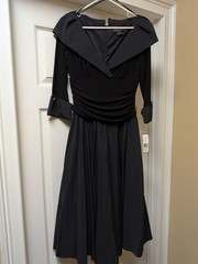 Black Ruched Taffeta Dress Jessica Howard Size 10