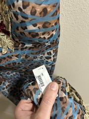 Exotic Animal Print Slip Dress Sz L Asymmetrical Bodycon Date Night Ruffle Lace