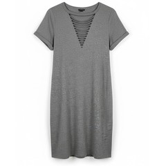 Torrid Women L Grunge 90s Punk Rocker Chic Minimalist Edgy Slashed T-Shirt Dress