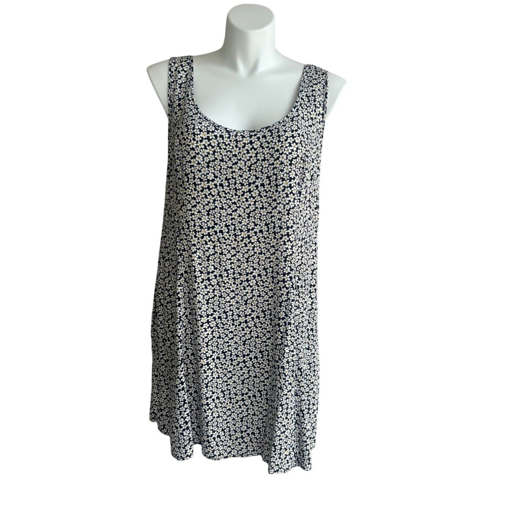 Women&rsquo;s Black White Yellow Daisy Print Casual Mini Tank Dress Sundress 3X