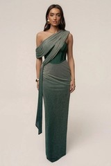 JLuxLabel Celestina Green One Shoulder Maxi Dress Size Large