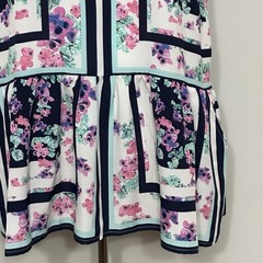 Lovers + Friends Womens Dress M White Blue Floral Mini Ruffle Beachy Girly Date
