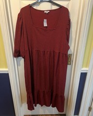 BNWT Simply Be red and black gingham pattern tiered smock dress Size 32