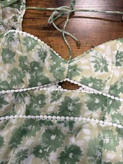 Hello Molly “Drinking Games” Size 8 Mini Dress Green White Chest Cut Out