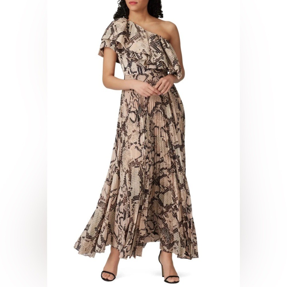 Solace London Brown Python Snake Print Rosa Maxi Dress, Size 8