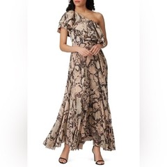 Solace London Brown Python Snake Print Rosa Maxi Dress, Size 8