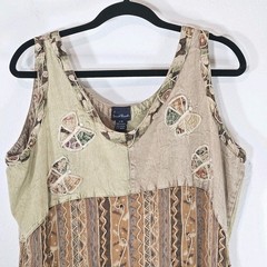 Sacred Threads Womens Patchwork Maxi Dress M/L Butterfly Hippie Artsy Lagenlook