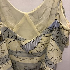 BCBGeneration Watercolor Print Dress Womens XXS Tiered Yellow Blue Black