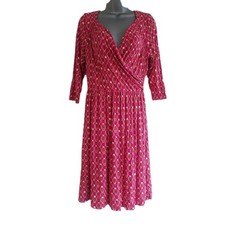 Allegra By Allegra Hicks Womens Pink Mix Patterned V-Neck Jersey Dress. UK 16.