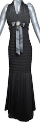 Betsy & Adam Prom Formal Gown Black Halter Mermaid side zip Crystal pin size 8