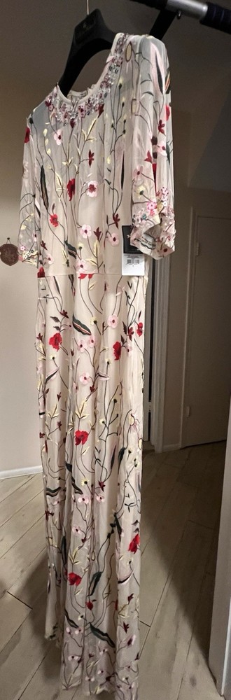 Juicy Couture Black Label Nude Wildflowers Embroidered Mesh Maxi Dress