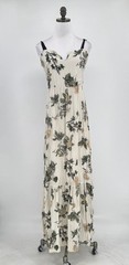 Lil Anthropologie Ivory Floral Satin Silk Lined Layered Maxi Dress Sz 12