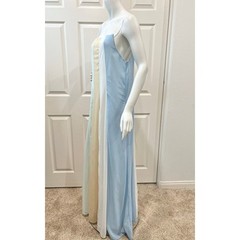 Summer Pastel Strappy Maxi Dress / Sz L / Flowy Wedding Garden Party Dress