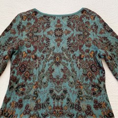 Peruvian Connection Paisley V Neck Long Sleeve Sweater Dress