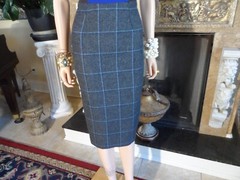 Victoria Beckham Blue/Gray/Brown Plaid Sheath Dress Size 0