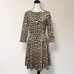 Kate Spade 6 Leopard Cheetah Animal Print Ponte Mini Dress Pockets Fall Winter