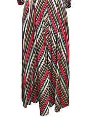 1940s/1950s Maxan Multicolor Striped Dolman Sleeve Hostess Gown – Size Small