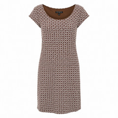 NWT Sharagano Women&rsquo;s Brown & White Textured Sheath Day Dress Stretch Sz 14