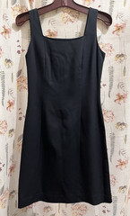 Azona Dark Blue Solid Sheath Dress Square Neck Sleeveless Zip Lined Knee 36