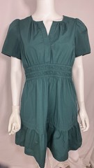 Quince Organic Cotton Poplin Tiered Mini Dress Ocean Green Medium