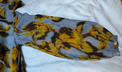 J. CREW MIDI DRESS WITH SLIP IN BLUE LARGE IRIS PRINT IN YELLOW LONG SLEEVE L-XL