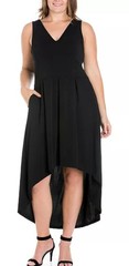 Nwt 24 seven comfort apparel Women&rsquo;s Plus High Low Party Dress Black Size 1X