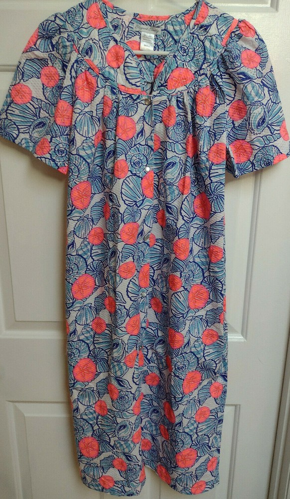 Elegant Emily House Dressn Sea Shell Design Duster Robe, Snap Front Size Small