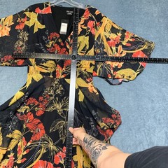 City Chic Faux Wrap Dress Women S/16 Multi Floral Surplice Neck Flutter Sleeve