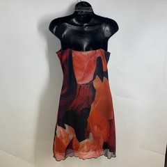 Princess Polly Abstract Floral Mesh Mini Dress Cowl Neck Spaghetti Strap Size 6