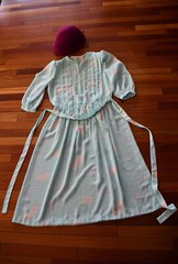 Jonathan Martin Vintage Sheer Pastel Dress Sz 9/10 Magenta Cloche Hat